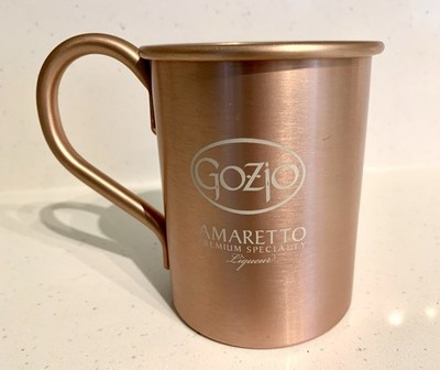 GOZJO Amaretto Liqueur Rose Gold Tin Cup Mug Handle Unused Advertising