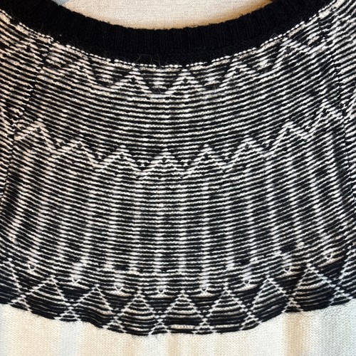 Talbots Womens Crewneck Sweater Large Fair Isle Fuzzy Wool Blend Ivory Black - Picture 6 of 8