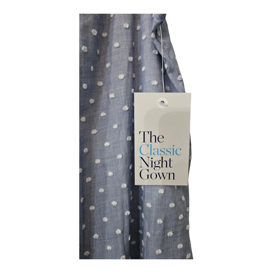 Croft & Barrow Intimates Nuevo con Etiquetas Camisón Sin Mangas Azul Blanco Algodón Pullover LG Foto 4 de 4