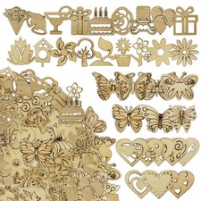 DIYOMR 200Pcs Hollow Wood Pieces Unfinished 30mm/ 1.2 inches in diameter, MIX