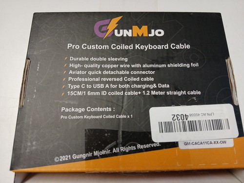 GUNMJO Pro Custom Coiled USB C Cable for Gaming Keyboard Classic Black Fast Ship - Picture 6 of 8