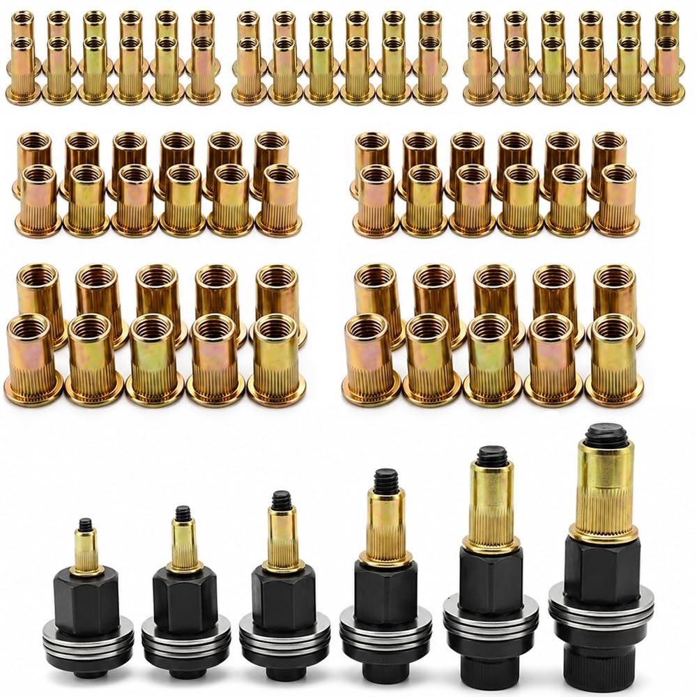 Carbon Steel Rivet Nut Tool Set M3-M12 77PCS, Riveter Kit for Auto/Metal