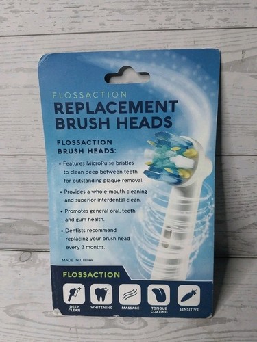Replacement Brush Heads 4 Pack Flossaction New Sealed - Picture 3 of 3