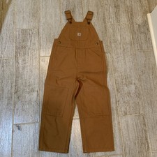 Carhartt Bib Overalls Toddler 4T Brown Canvas Double Knee