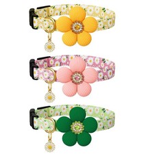 3 Pack Floral Dog Collars for Small Dogs Girl Dog Collars with Flower Pendant...
