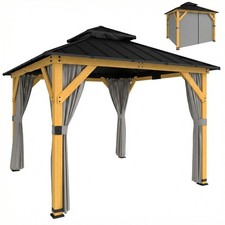 Outsunny 3 x 3 m Hardtop Gazebo, Double Roof Garden Gazebo, Grey