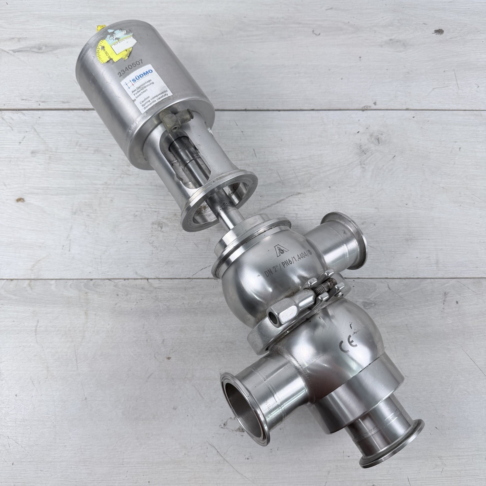 SUDMO 2340507 A3 2” DN50 Stainless Sanitary Pneumatic Valve 1.4404 Tri-Clamp