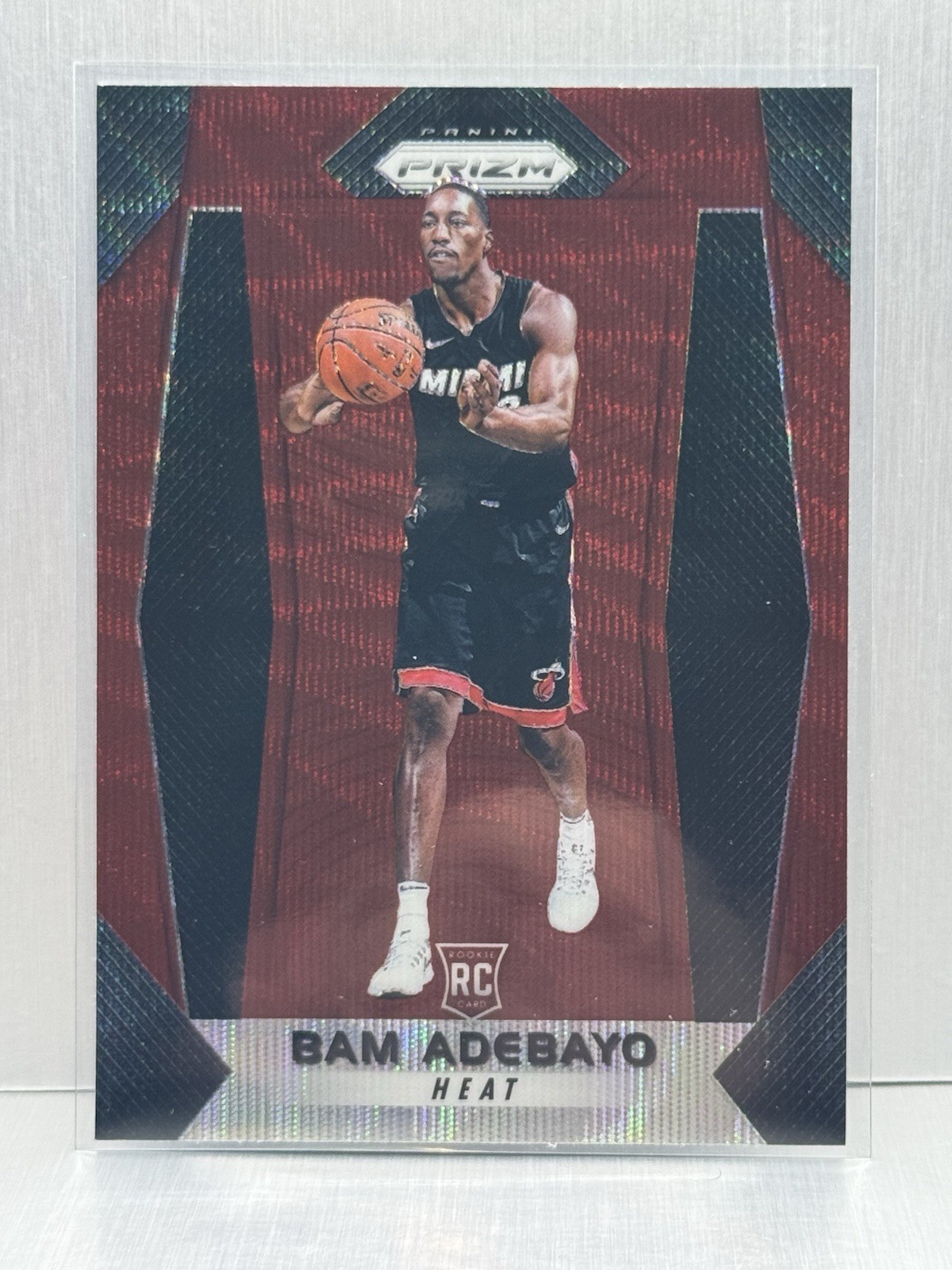 2017-18 Panini Prizm Bam Adebayo #51 Ruby Wave Prizm Rookie Miami Heat (RC)