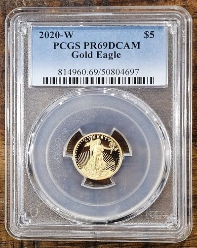 2020‑W American Gold Eagle 1/10 oz – PCGS PR69DCAM – Proof $5 Gold – West Point