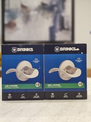 Brinks Non-Locking Hall & Closet Reversible Lever, Satin Nickel Finish Lot Of 2
