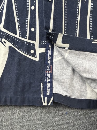 Vintage Phat Farm Bull Herren Hemd mit Knopfleiste XL Navy Hip Hop Streetwear (N) - Bild 5 von 12