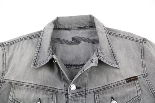 NUDIE Conny Org. Fog Mens Jacket XL Button Closure Grey Organic - Picture 4 of 9