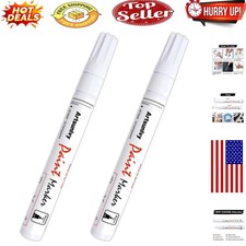 2-Pack White Waterproof Paint Markers for All Surfaces