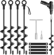 18 Inch Ground Anchors 4 Packs Heavy Duty Fully Welded Trampoline Stakes Screw i