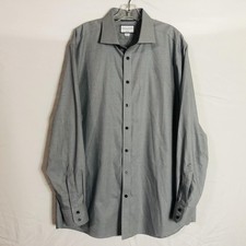 Charles Tyrwhitt Shirt Mens 17.5 36 Gray Non-Iron Slim Fit Dress Long Sleeve