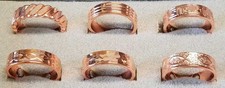 Set of 6 Various Copper Magnetic Rings Adjustable Bands Styles Will Vary