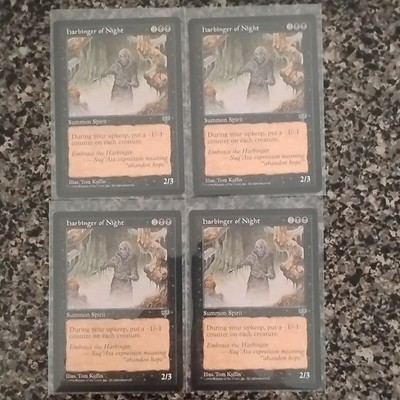 Magic The Gathering Harbinger of Night x4 Creature Black 1996 Tom Kyffin