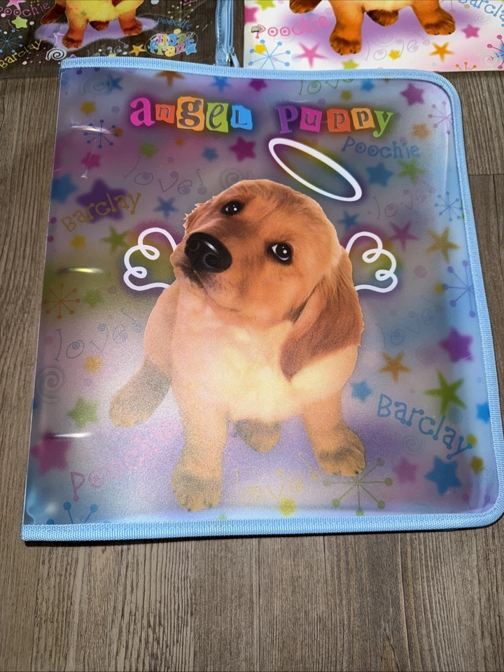 Rare Vintage Lisa Frank Angel Puppy 3 Ring Soft Zip Binder Folder & Pencil Pouch - Image 2 of 4
