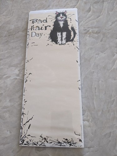 "Bad Hair Day" Tuxedo Cat Magnetic Note Pad List Refrigerator 11” X 4.25” - Picture 1 of 3