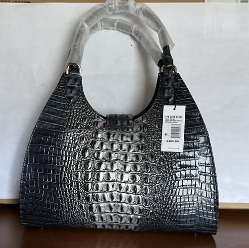 BRAHMIN LARGE ADRIAN Twilight Blue Ombré Melbourne Genuine Leather Satchel NWT - Picture 3 of 15