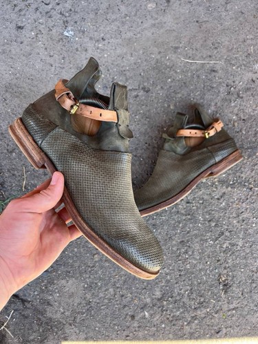 A.S.98 Airstep Distressed Leather Zip Buckle Boots EU 41 Handmade Italy - Picture 2 of 9
