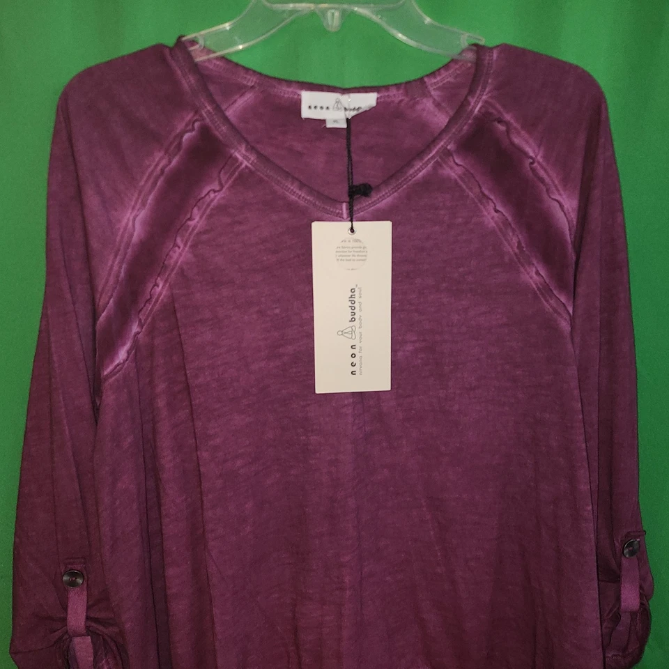 2419) NUEVO CON ETIQUETAS NEON BUDDHA x-grande algodón camiseta púrpura jersey top nuevo XL Foto 3 de 4