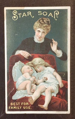 SIX ORIGINAL VICTORIAN ADVERTISING CARDS IN A NICE GESSO FRAME - Bild 4 von 9