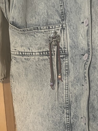 Vintage 80s Belma Damen Acid Washed Button Front Long Denim Trenchcoat M - Bild 7 von 20