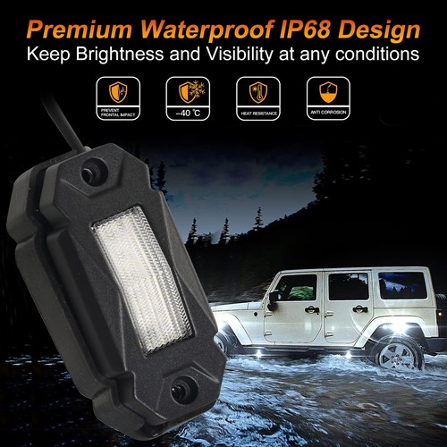 8Pcs White LED Rock Light Pods Underbody Glow Lamp Offroad SUV Pickup Truck UTV - Picture 5 of 9