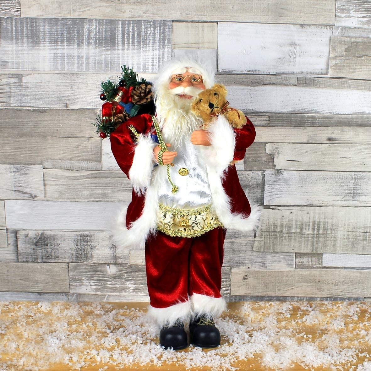 45cm Standing Santa Claus Figure  Red, White and Green  Christmas Decoration