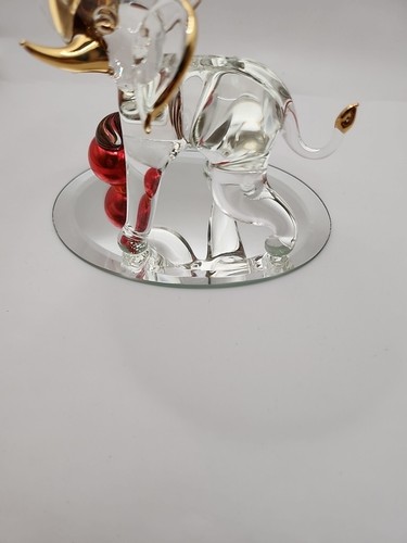 LQQK VINTAGE Glasfigur Elefant mit roter Kugel Goldfutter - WUNDERSCHÖN! - Bild 8 von 10