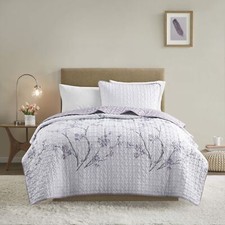 Comfort Spaces Reversible Quilt Set-Vermicelli Stitching Design All Season, L...