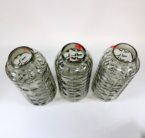 Decorative Greenish Grey Glass Gourd Vases Star Pattern Hobby Lobby Set of 3 - Picture 5 of 5