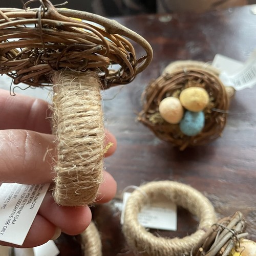4 Birds Nest Eggs Napkin Rings Rope Natural Style Decor Brown Tan Boho Kirklands - Picture 6 of 6