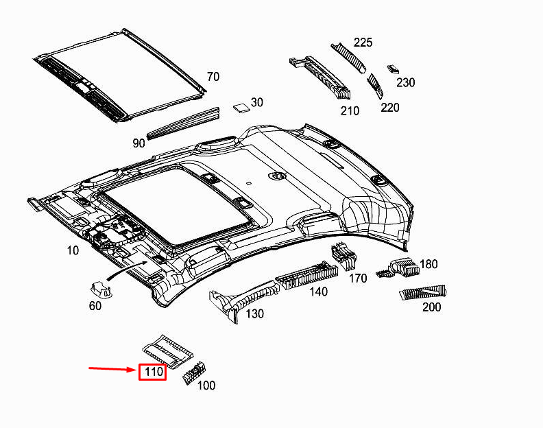 Amortisseur de toit avant gauche MERCEDES-BENZ GLC X253 A2536925100