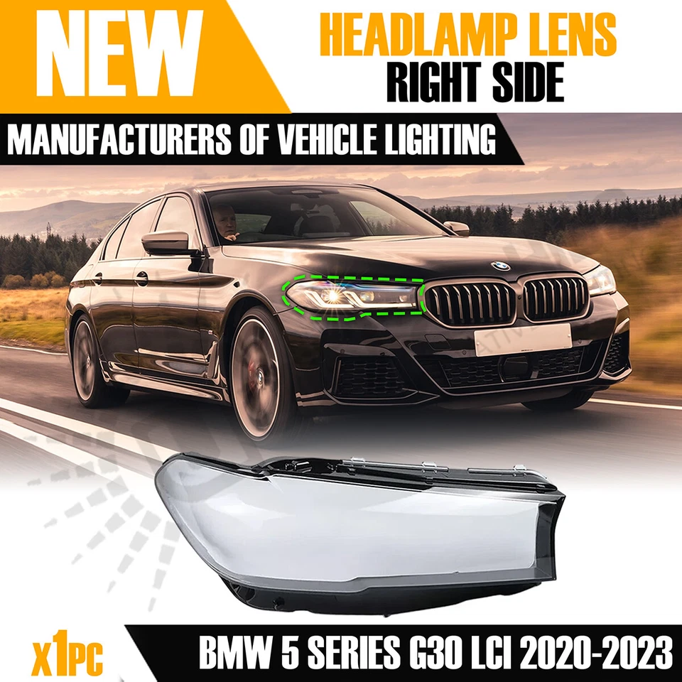 FOR BMW 5 SERIES G30 G31 G38 RIGHT OR LEFT SIDE FRONT HEADLAMP LENS COVER 20-23 - Image 3 of 4