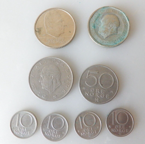 Norway Eight (8) Krone + Ore Coins, 1974 - 1996 - Picture 12 of 12
