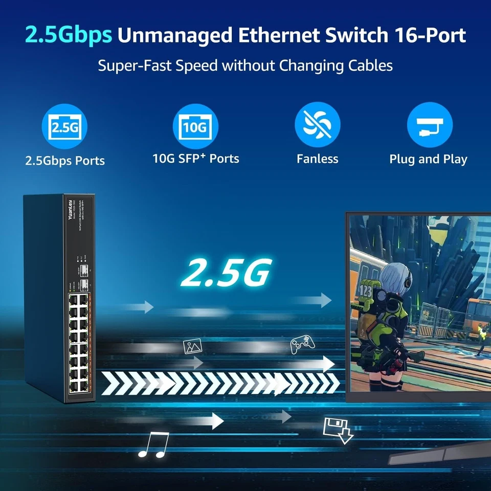 Fanless 2.5Gbe Ethernet Switch, 18 Ports with Metal Design for Silent Operation - Image 4 of 4