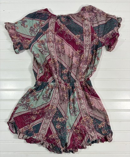 435 Matilda Jane Romper Girls Size 12 Floral Ruffle Purple Teal - Picture 11 of 16
