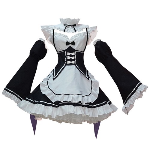 Anime Re: Zero kara Hajimeru Isekai Seikatsu Rem Ram Cosplay Costume Maid Dress - Picture 14 of 18