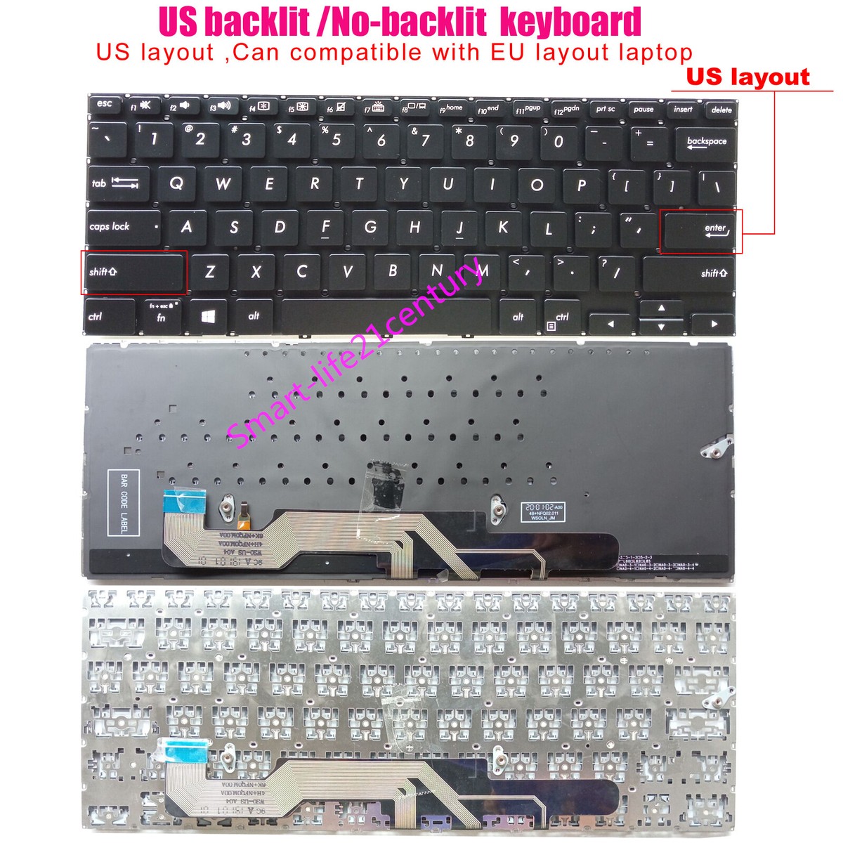 US backlit /No-backlit Keyboard For Asus ZenBook Fip UX362 UX362FA