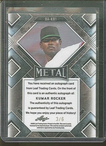 2022 Leaf Metal Kumar Rocker RC Rookie Auto 3/6 Rangers! - Bild 2 von 2