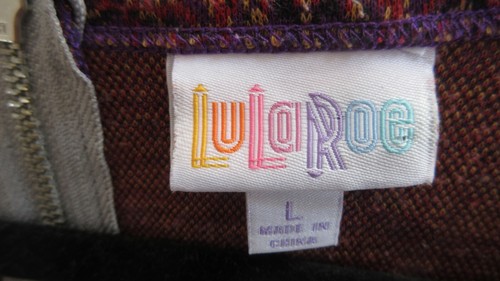 Lularoe Amelia Dress Dark Floral Print Zip Closure Size L With Pockets - Foto 3 di 3