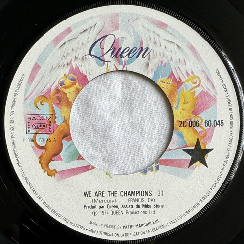 QUEEN -We Are The Champions/We Will Rock You- Rare French 7” + Pic Slv. (Vinyl - Picture 3 of 4