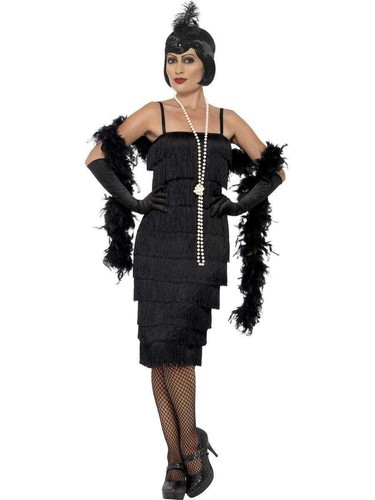 CA161 Black Long Flapper Women 1920s Roaring 20s Plus Costume Charleston Gatsby - Picture 4 of 4