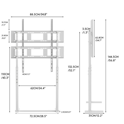 Reinforced Floor Base TV Stand Mount Modern Corner TV Stand Universal fr 32-100" - Picture 20 of 20