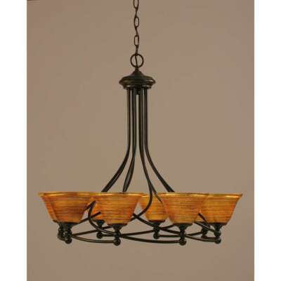 Toltec Capri 28in 8-Light Chandelier Dark Granite Fire Glass