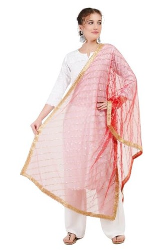 New Designer Women Girls Ethnic Party Wear Scarf Stole Leharia Net Dupatta - Picture 4 of 25