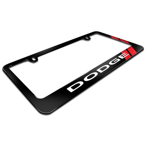 Dodge Red Stripe Black Metal License Plate Frame by iPick Image - Picture 3 of 8