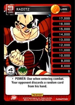DBZ Dragon Ball Z TCG Card Panini Heroes & Villains U65 Raditz